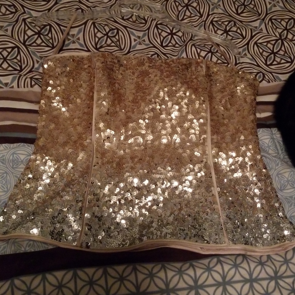 Sequin top with black cardigan